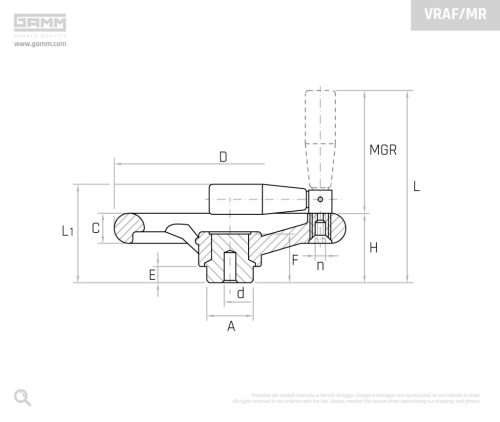 Gamm Három küllős kerék behajtható fogantyúval VRAF/150 MR