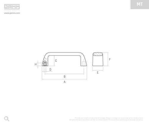 Gamm U alakú fogantyú MT/179 M8 szürke