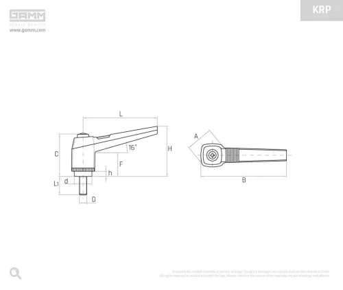 Gamm Állítható szorító kar KRP/42 M6X30