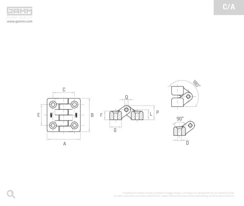 Gamm Műanyag zsanér C32/A D.4,2