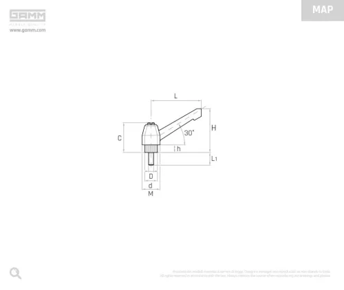 Gamm Állítható szorító kar MAP/100 M16X70