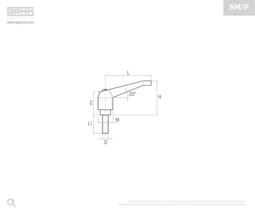 Gamm Állítható szorító kar NM106/P M16x50
