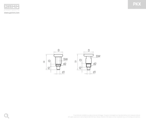Gamm Mini pozícionáló csap PKX/24 M12x1,75